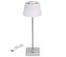 B.V.  - LED RGBW Vonkajšia stm. nabíjacia lampa 4W/5V 3600mAh biela/chróm IP54