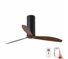 FARO Barcelona FARO 32037WP - Stropný látor TUBE FAN M čierna/hnedá pr. 128 cm SMART + DO