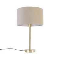 Klasická stolná lampa z mosadze s tienidlom svetlohnedá 35 cm - Simplo