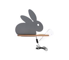 LED Detské nástenné svietidlo s poličkou RABBIT LED/4W/230V šedá/biela/drevo