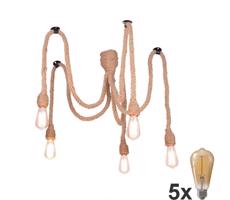 LED Luster na lanku ROPE CASA 5xE27/10W/230V pavúk