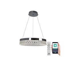 LED Stmievateľný luster na lanku LED/90W/230V 3000-6500K chróm + diaľkové ovládanie