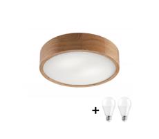 LED Stropné svietidlo OAK 2xE27/10W/230V dub pr. 37 cm