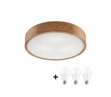 LED Stropné svietidlo OAK 3xE27/10W/230V dub pr. 47 cm