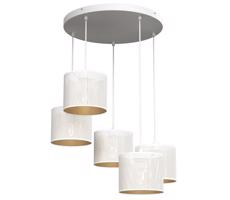 Luster na lanku LOFT SHADE 5xE27/60W/230V biela/zlatá