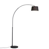 Moderná oblúková lampa čierna s čiernym látkovým tienidlom - Arc Basic