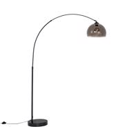 Moderná oblúková lampa čierna s dymovým sklom - Arc