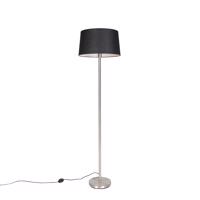 Moderná stojaca lampa oceľ s čiernym tienidlom 45 cm - Simplo