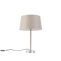 Moderná stolová lampa oceľová s tupým odtieňom 35 cm - Simplo