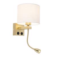 Nástenná lampa v štýle art deco zlatá s bielym tienidlom - Brescia