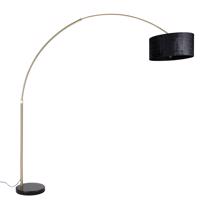 Oblúková lampa mosadz s čiernou látkou odtieň čierna 50 cm - XXL