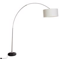 Oblúková lampa oceľová s tienidlom z tkaniny biela 50 cm - XXL