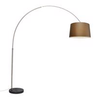 Oblúková lampa Oceľová tienidlo z látky hnedá 45 cm - XXL