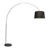 Oblúková lampa oceľový textilný tienidlo čierny 45 cm - XXL