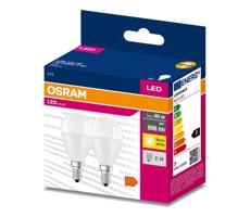 Osram 2PAK LED žiarovka E14 P45 7W 60W 806lm 3000K Warm 200° VALUE