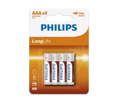 Philips Philips R03L4B/10 - 4 ks Zinkochloridová batéria AAA LONGLIFE 1,5V 450mAh