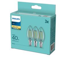 Philips SADA 3x LED Žiarovka Philips B35 E14/4,3W/230V 2700K