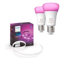 Philips SADA -LED RGBW Stmievateľný pásik Philips Hue 2m 20W/230V + 2x LED Žiarovka E27/9W