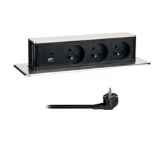 PP126USBC - Zásuvkový stĺpik pre dosku stola 3x230V + USB-A + USB-C