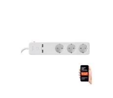 Predlžovací kábel SMART s vypínačom 1,5m + 2xUSB/Wi-Fi Tuya