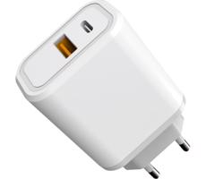 Rychlonabíjací adaptér Power Delivery 20W USB-C + USB-A biela