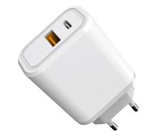 Rychlonabíjací adaptér Power Delivery 30W USB-C + USB-A biela