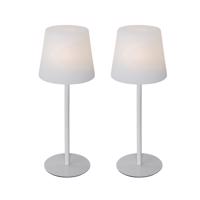 Sada 2 nabíjateľných stolných lamp bielych 40 cm IP54 - Jude