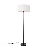 Stojacia lampa čierna s bielym tienidlom 50 cm - Simplo