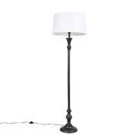 Stojacia lampa čierna s ľanovým tienidlom biela 45cm - Classico