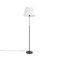 Stojacia lampa čierna s riaseným tienidlom krémová 45 cm nastaviteľná - Parte