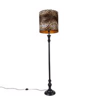 Stojacia lampa čierna s tienidlom leopard 40 cm - Classico