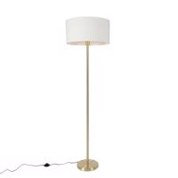 Stojacia lampa mosadzná s bielym tienidlom 50 cm - Simplo