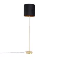 Stojacia lampa zlatá / mosadz s čiernym velúrovým odtieňom 40/40 cm - Parte