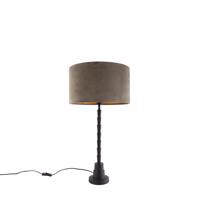 Stolná lampa v štýle art deco čierna, 35 cm zamatový odtieň taupe - Pisos