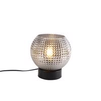 Stolná lampa v štýle art deco čierna s dymovým sklom - Sphere