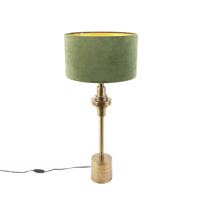 Stolová lampa v štýle art deco so zamatovým odtieňom zelená 35 cm - Diverso