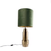 Tafellamp brons velours kap groen met goud 40 cm - Bruut