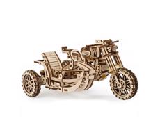 Ugears Ugears - 3D drevenené mechanické puzzle Motorka scrambler s vozíkom