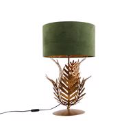 Vintage stolná lampa zlatá s velúrovým odtieňom zelenej 35 cm - Botanica