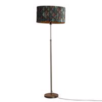 Vloerlamp brons met ovale velours kap blad design 50cm - Parte