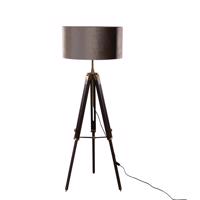 Vloerlamp messing tripod met velours kap taupe 50cm - Cortin